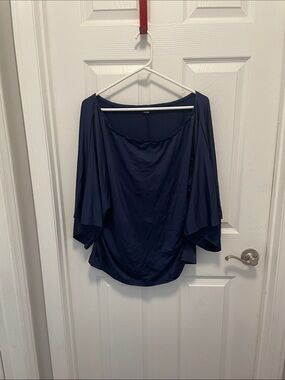 NWOT-SHEIN-Women's Navy Off-Shoulder Draped Sleeve Top